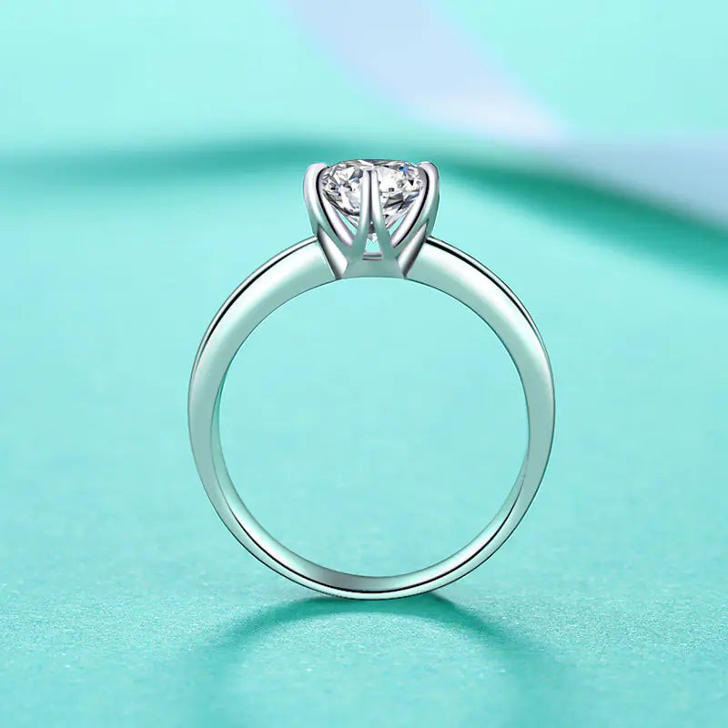 Anel de prata com pedra moissanite de 1 quilate