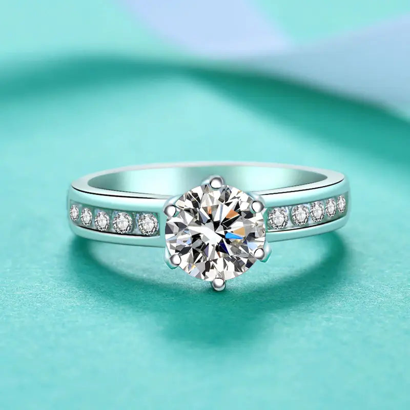 Anel de prata com pedra moissanite de 1 quilate