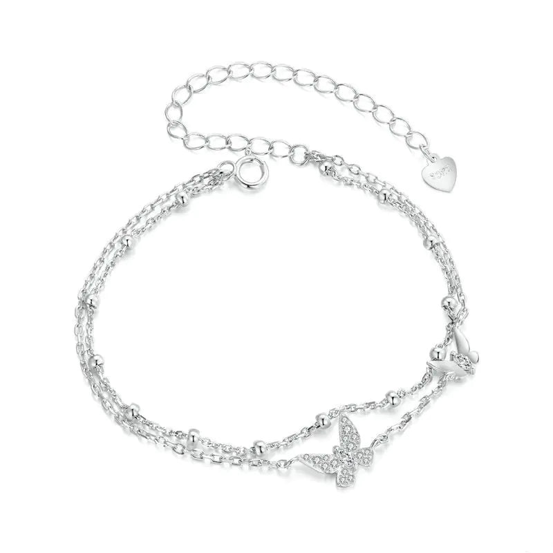 Pulseira borboleta de prata
