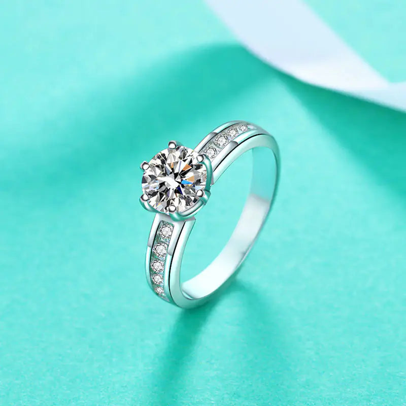 Anel de prata com pedra moissanite de 1 quilate